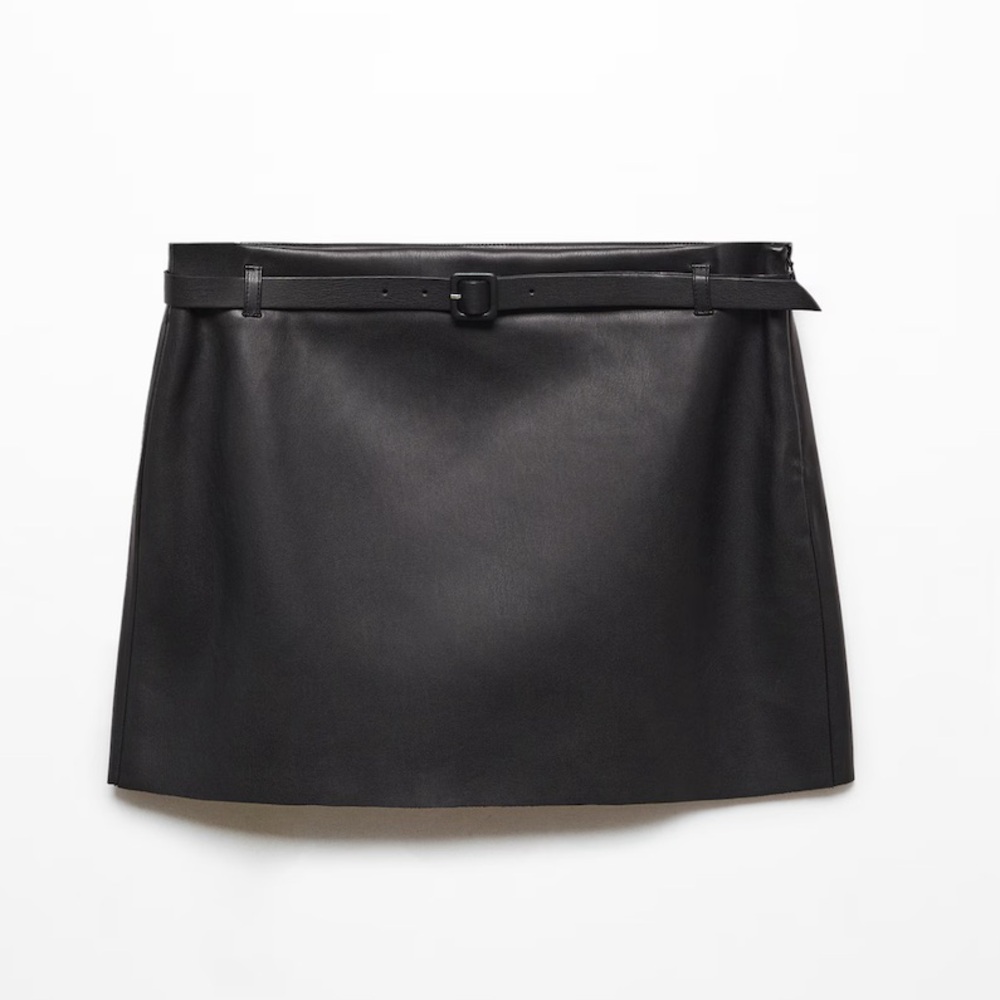 faux leather mini skirt with belt